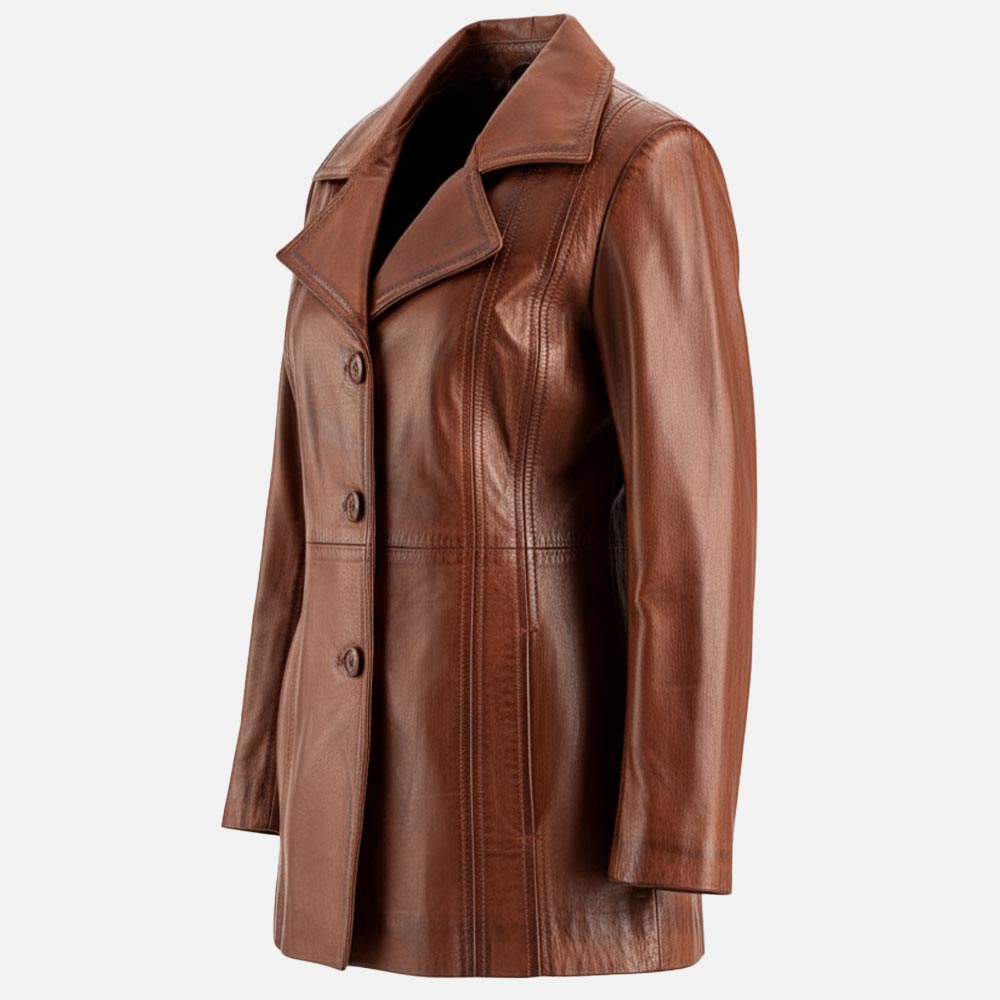 Piuma Nera Brown Leather Trench Coat