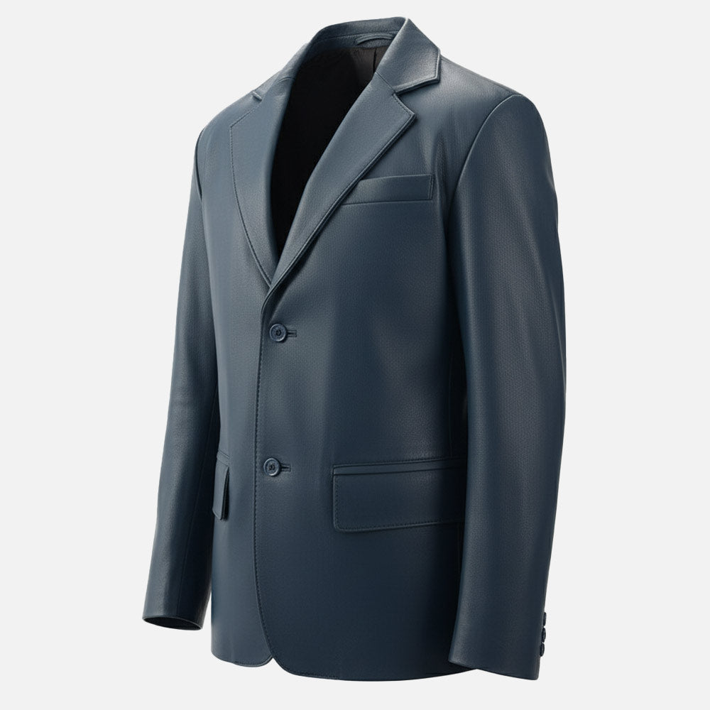 Bolzano Blue Leather Coat