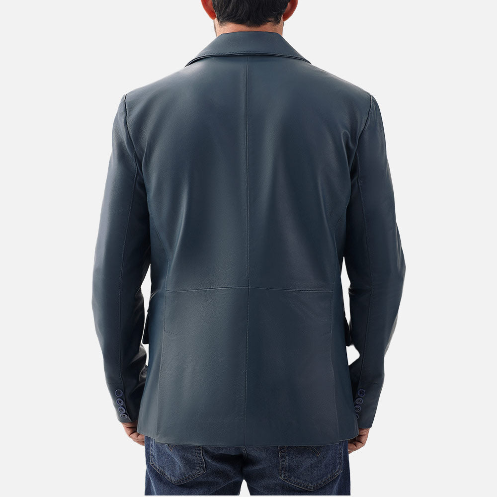 Bolzano Blue Leather Coat
