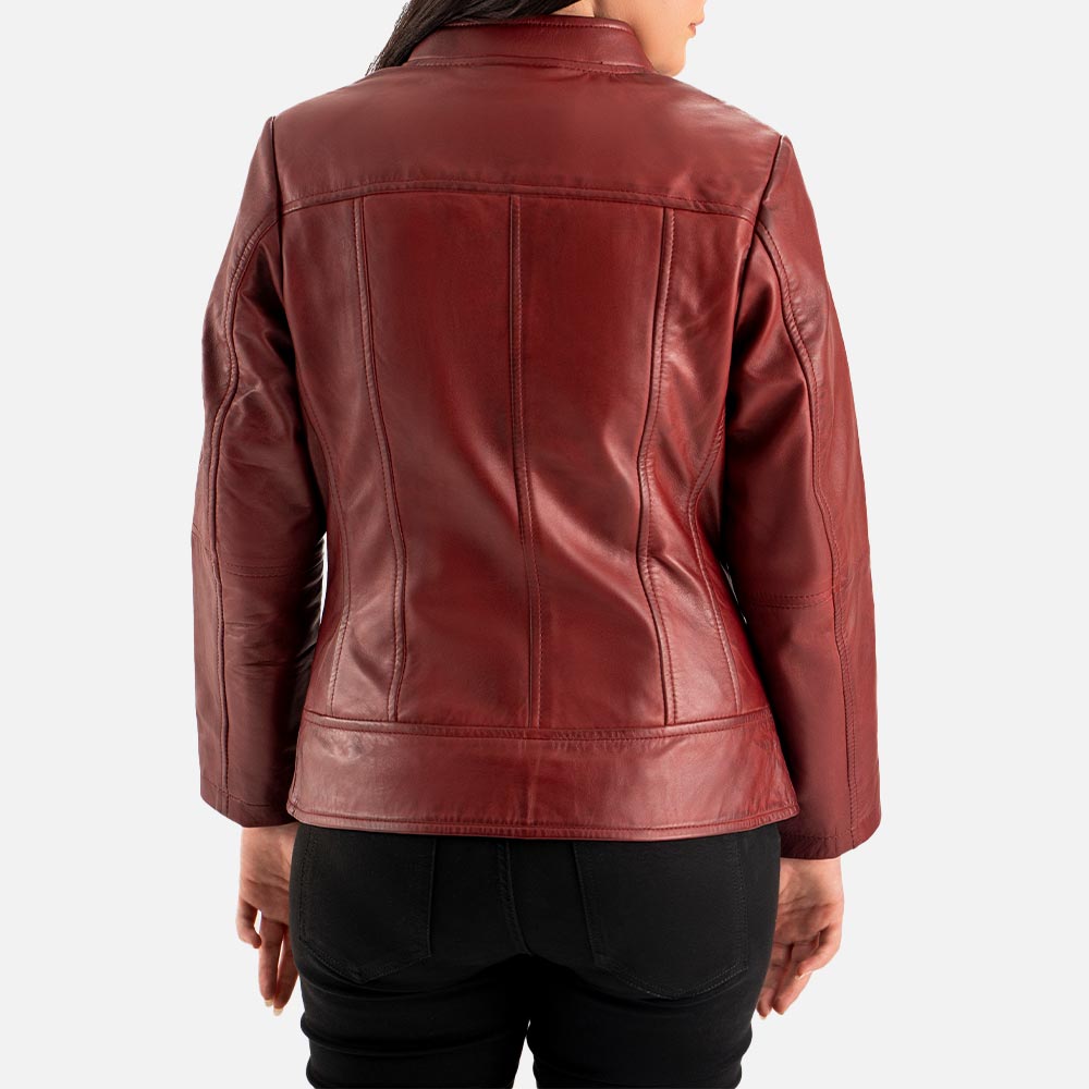 Sestriere Maroon Leather Biker Jacket