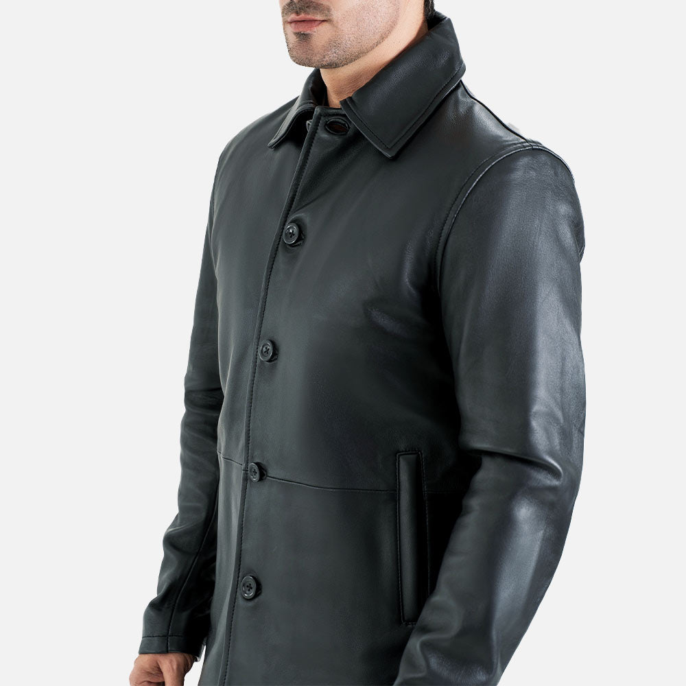 Sicilia Black Leather Coat