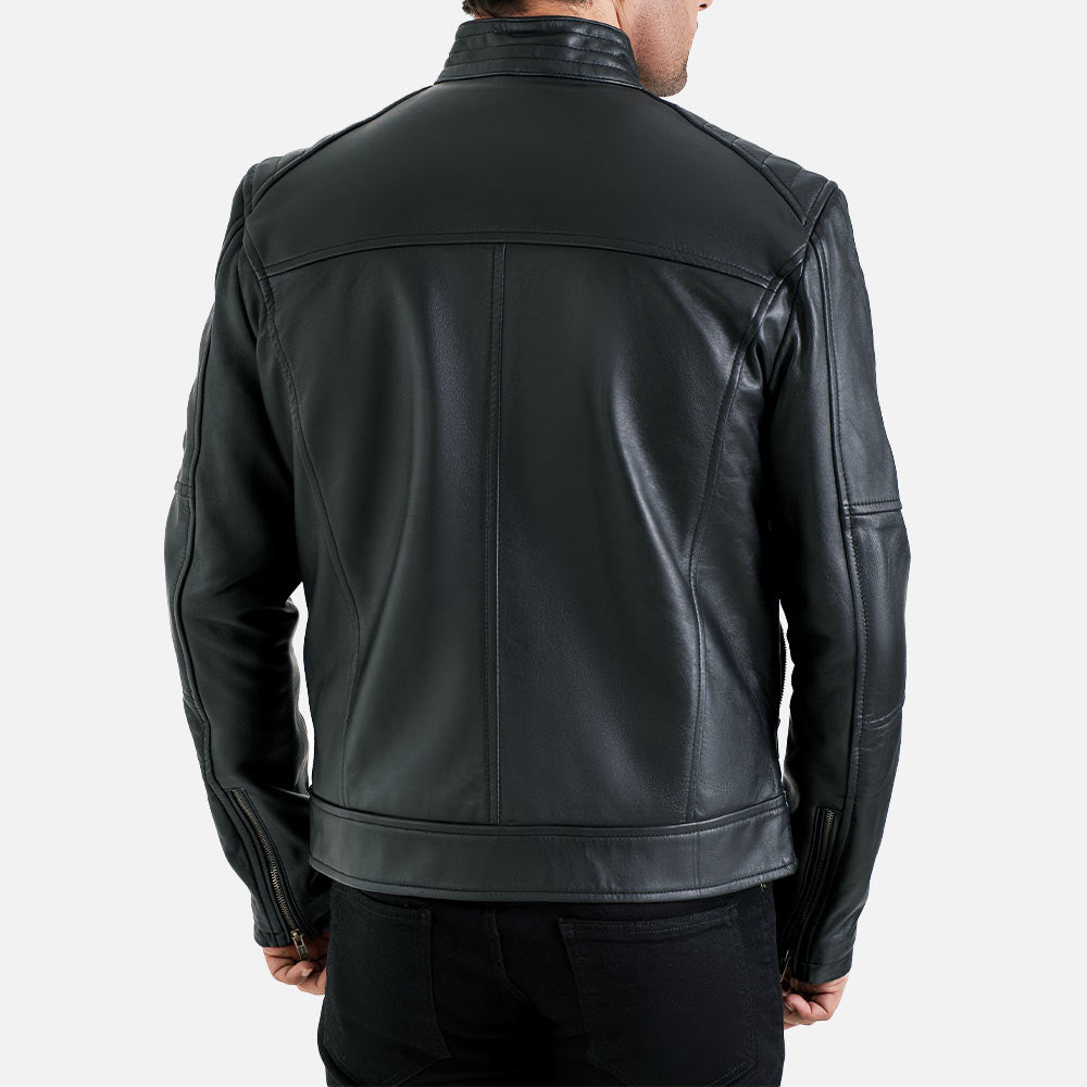 Puglia Black Leather Biker Jacket