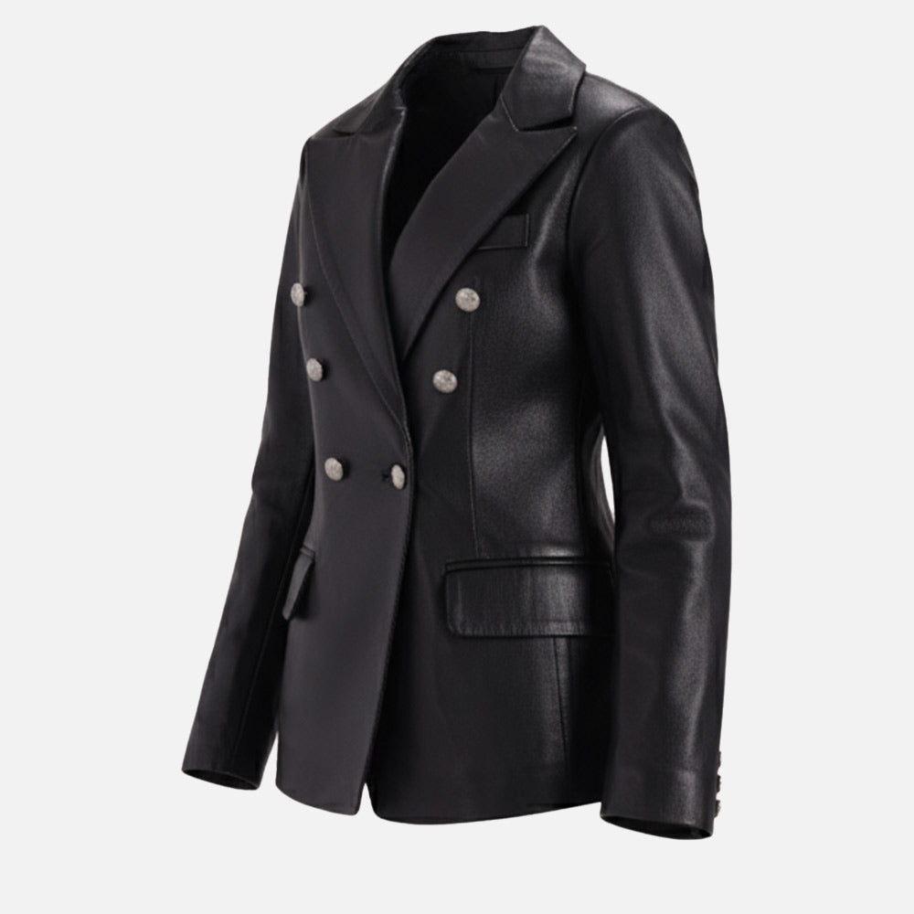 Monte Black Leather Blazer