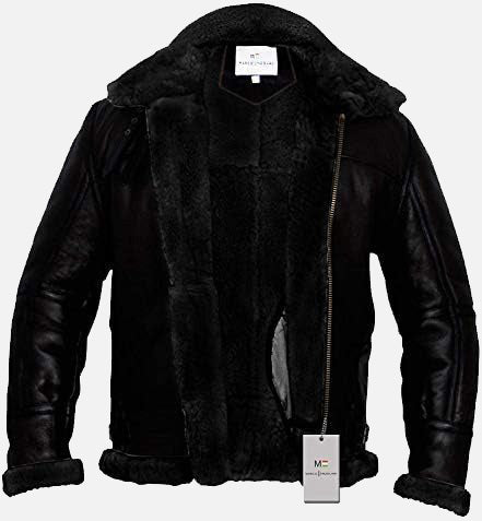 Arctic B3 Real Shearling Bomber Jacket Black