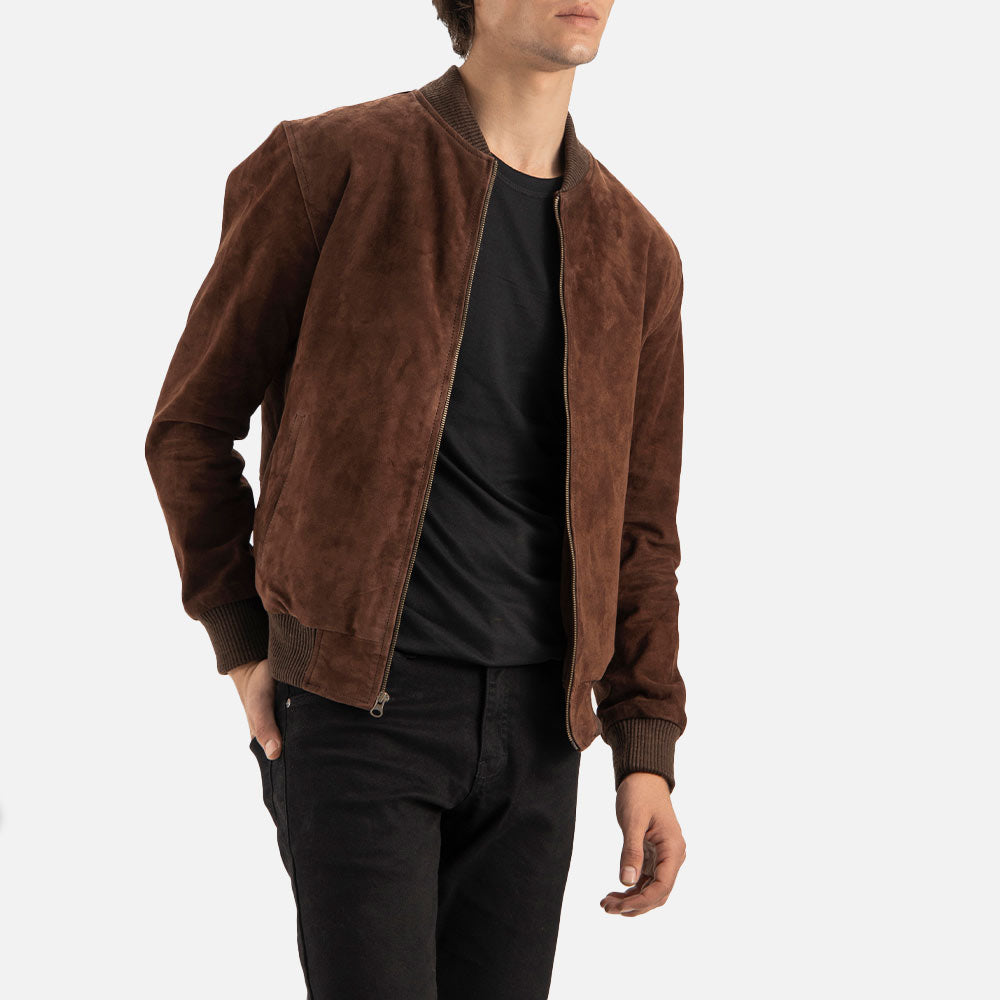 Ortisei Brown Suede Bomber Jacket