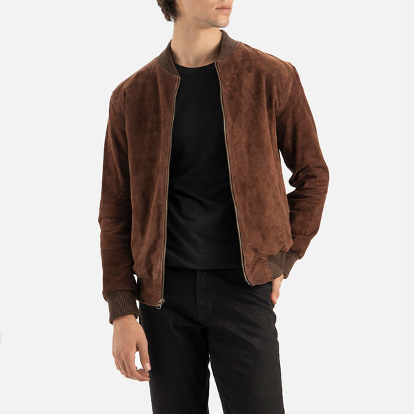 Ortisei Brown Suede Bomber Jacket