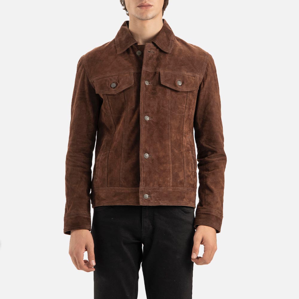 Napoli Brown Suede Leather Trucker Jacket