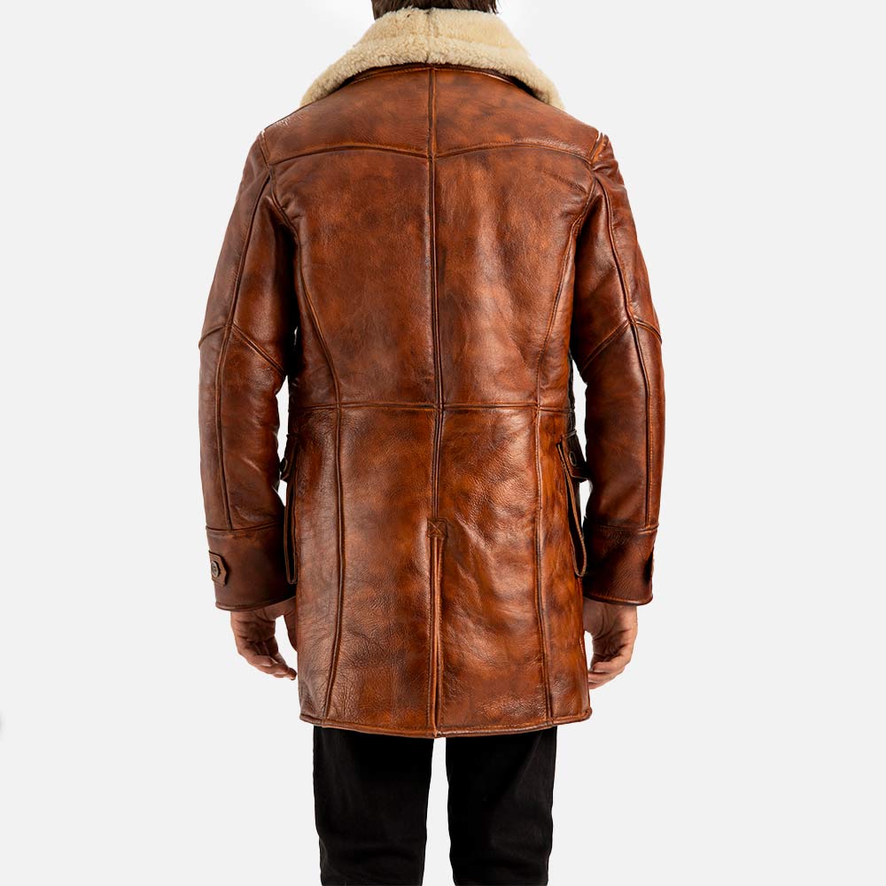 Monte Rosa Distressed Tan Real Shearling Bomber Coat