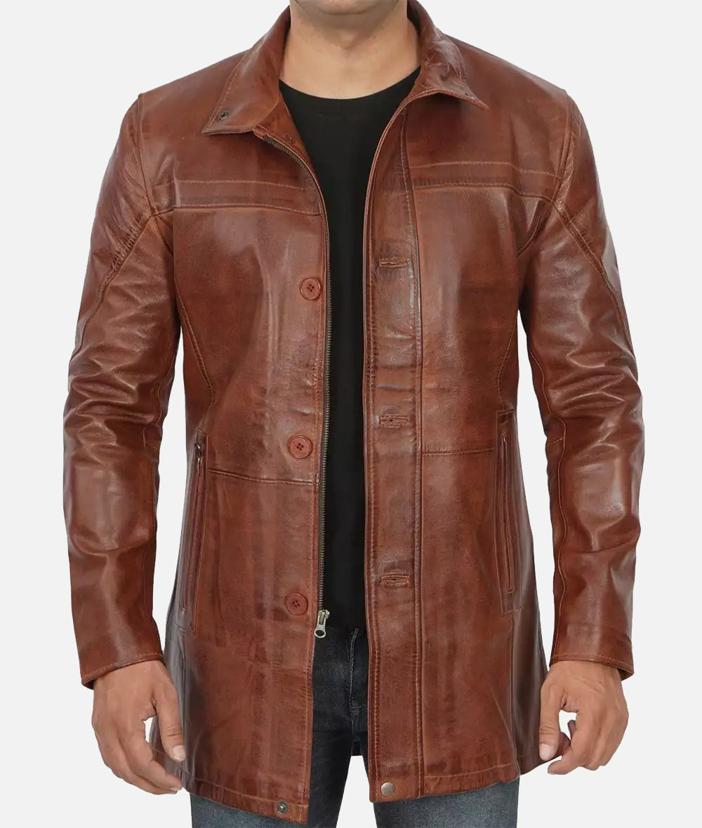 Obsidian Drive Brown Leather Coat