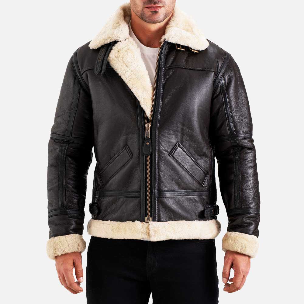 Trentino B3 Brown Real Shearling Bomber Jacket