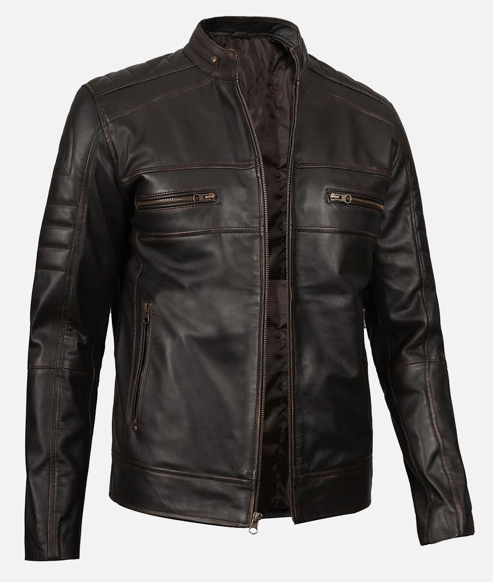 Mens Real Leather Ruboff Brown Leather Jacket