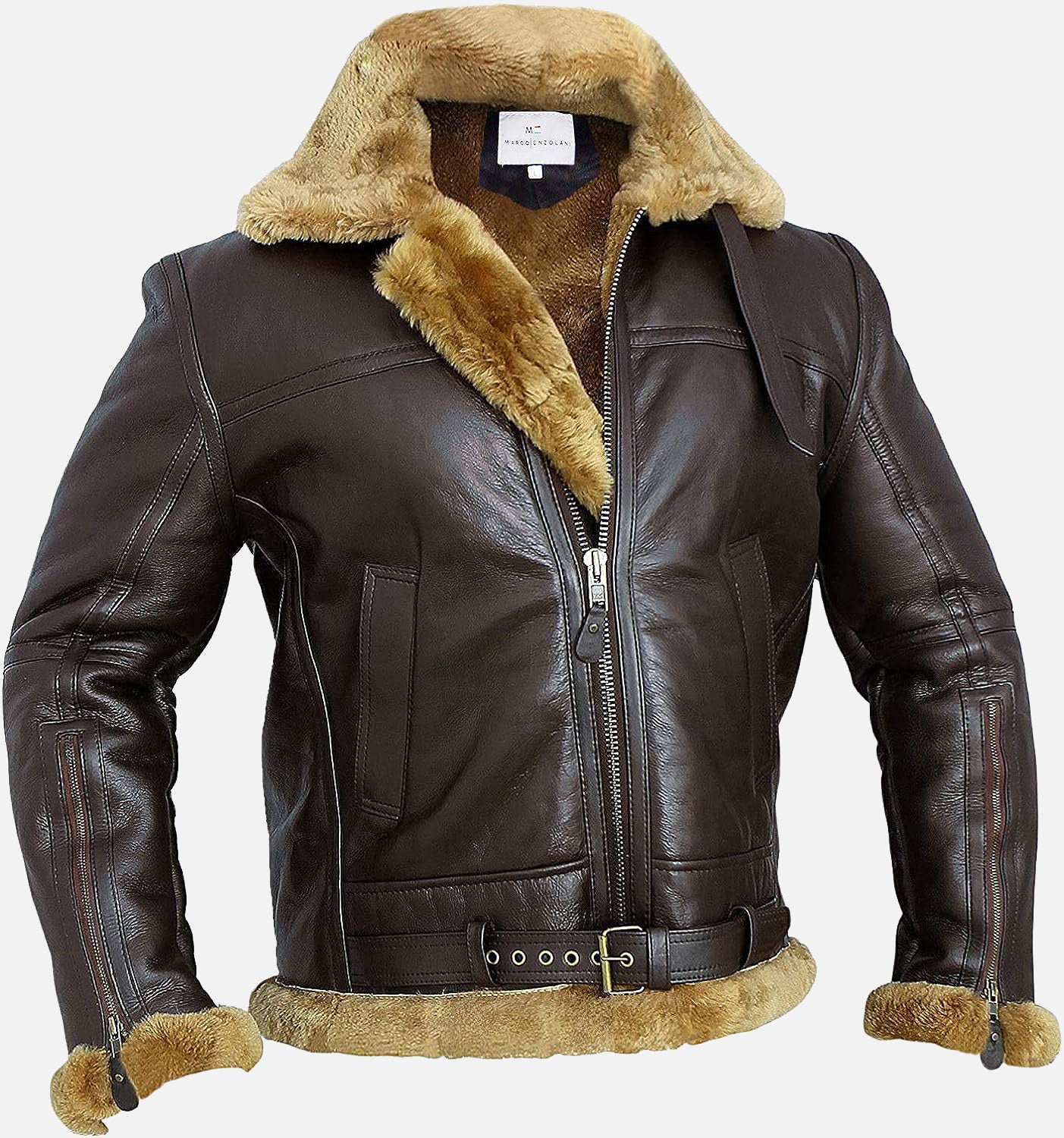 RAF Bomber Ginger Men Bomber Sheepskin Leather Jacket