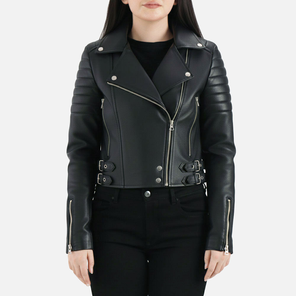 Sorrento Black Leather Biker Jacket
