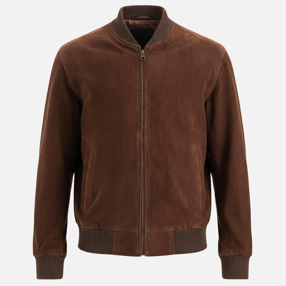 Ortisei Brown Suede Bomber Jacket