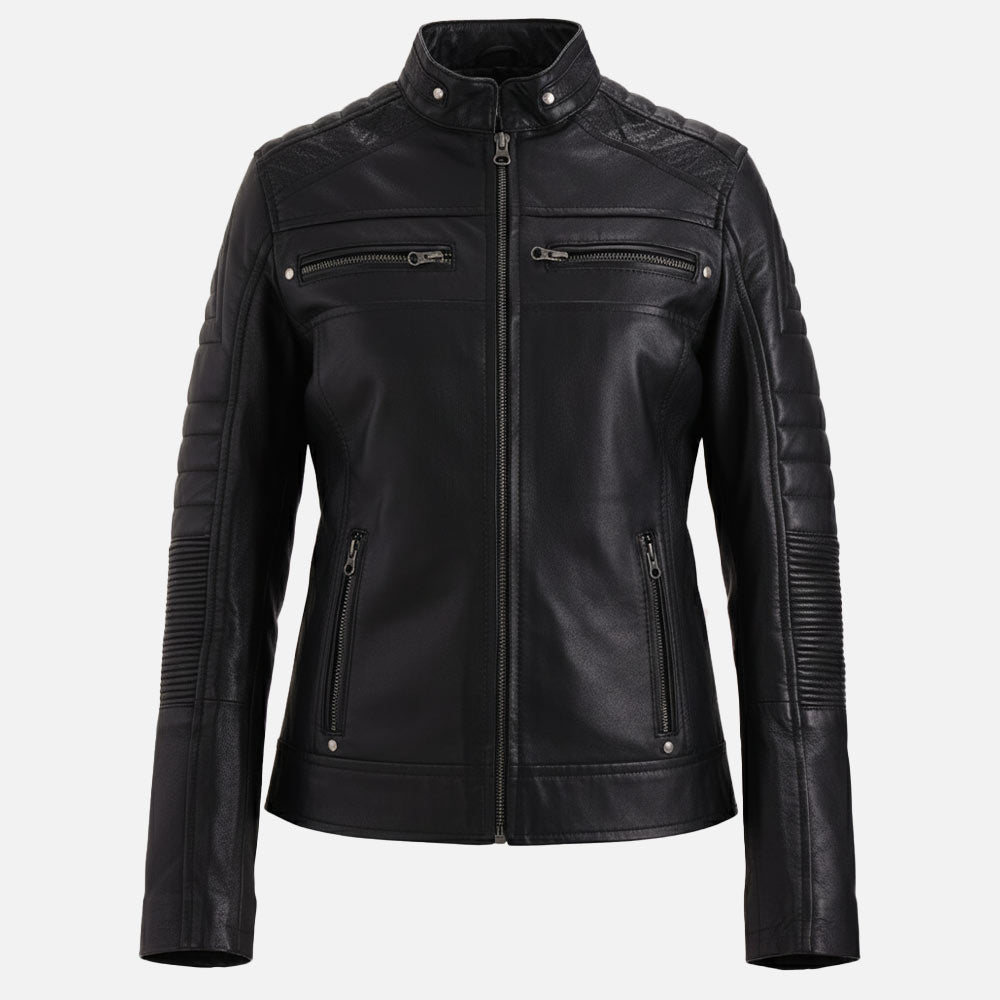 Lupa Black Leather Biker Jacket