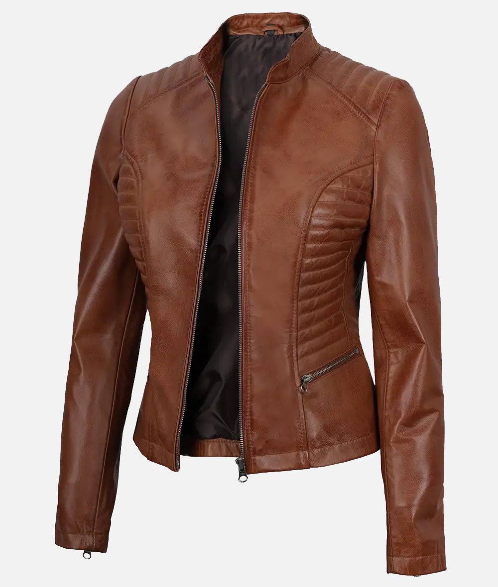 Rachel Womens Tan Lambskin Leather Jacket