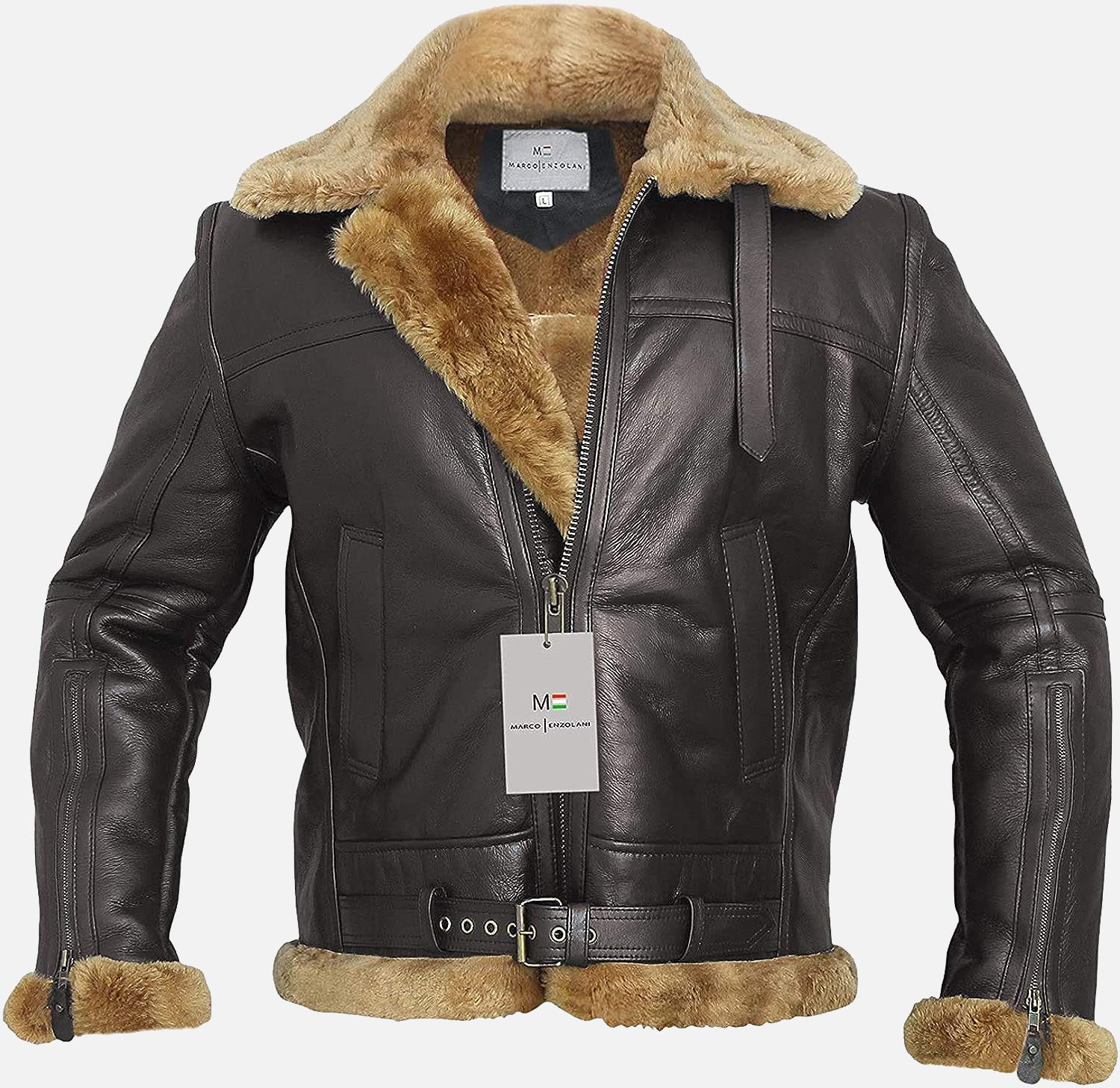 RAF Bomber Ginger Men Bomber Sheepskin Leather Jacket