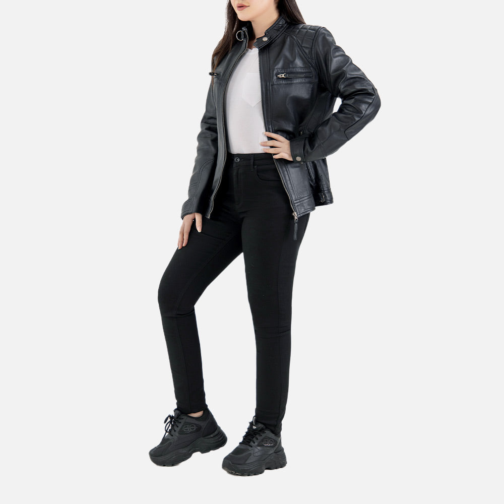 Marmolada Quilted Black Leather Biker Jacket