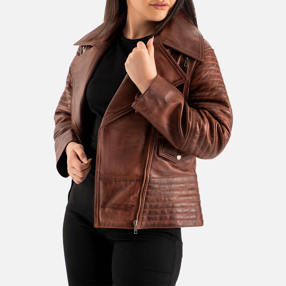 Valle Brown Leather Biker Jacket