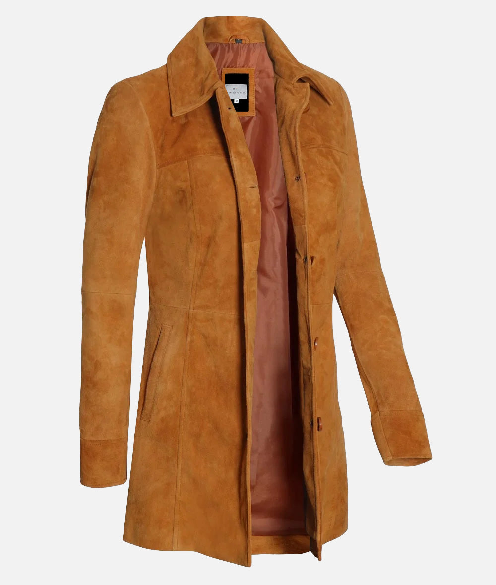 Kandis Women’s Light Brown Suede Coat | 3/4 Length Coat [Limited Edition]