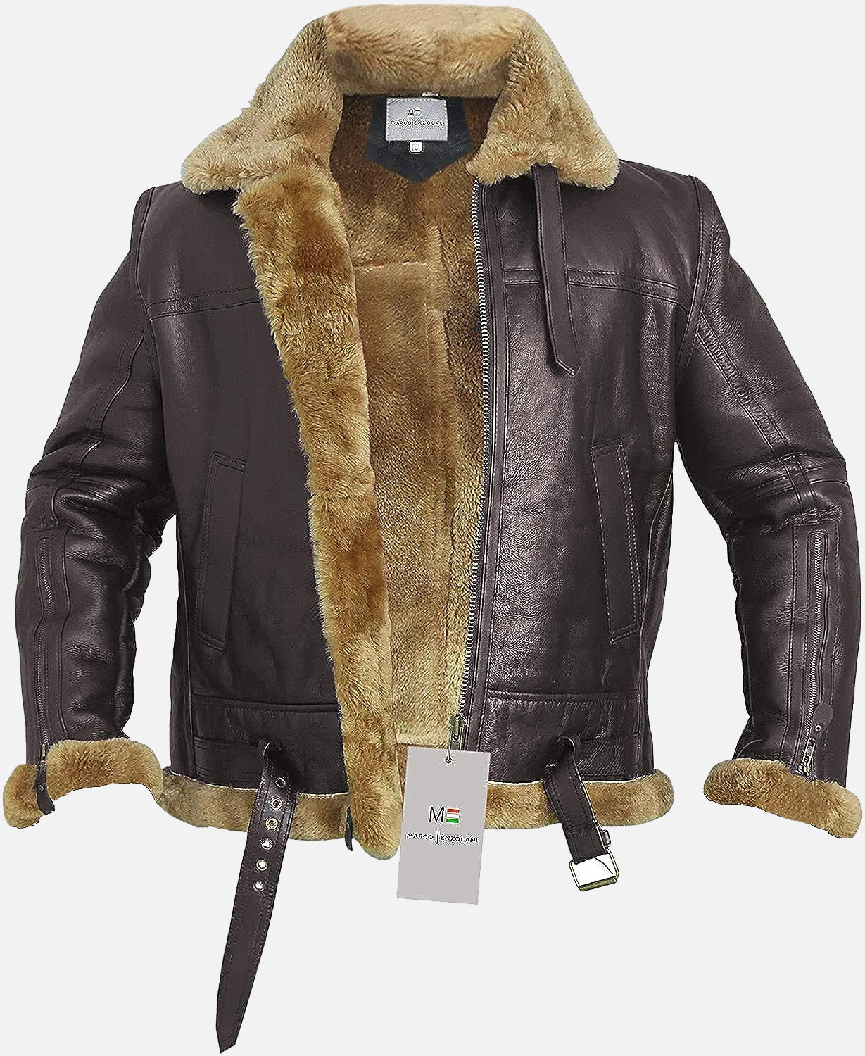 RAF Bomber Ginger Men Bomber Sheepskin Leather Jacket