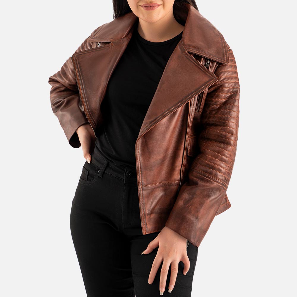 Valle Brown Leather Biker Jacket