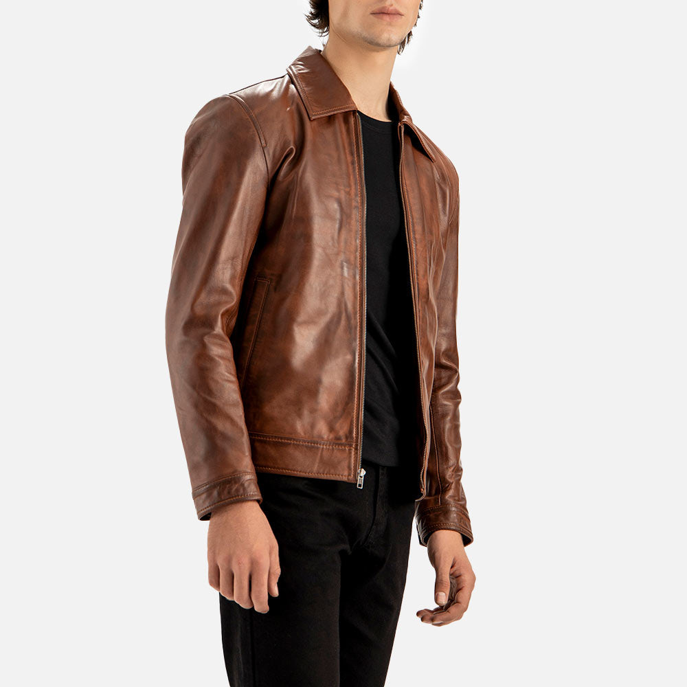 Tropea Waxed Tan Leather Jacket