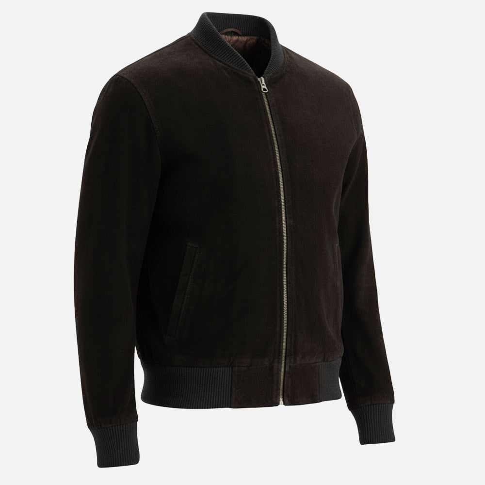 Ortisei Black Suede Bomber Jacket