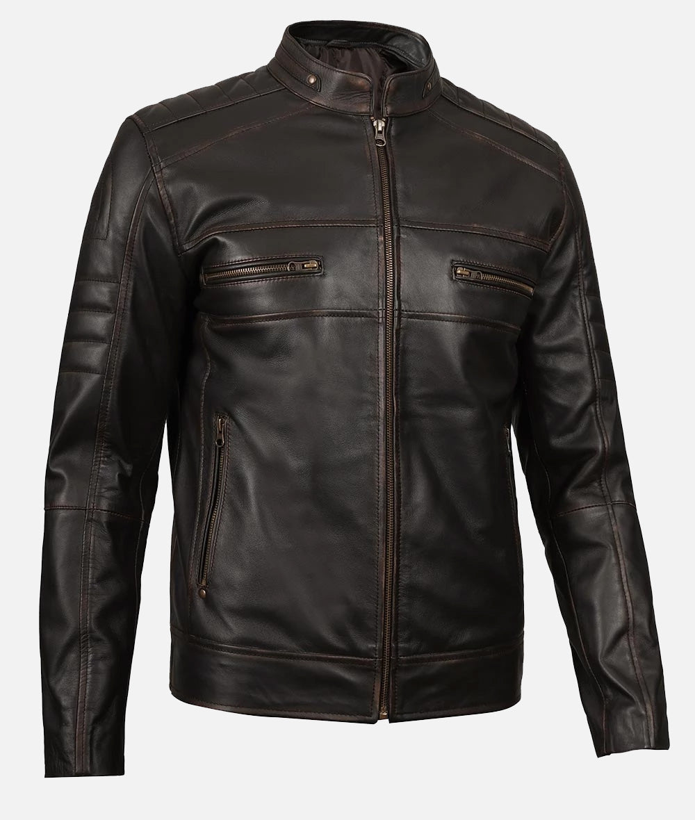 Mens Real Leather Ruboff Brown Leather Jacket