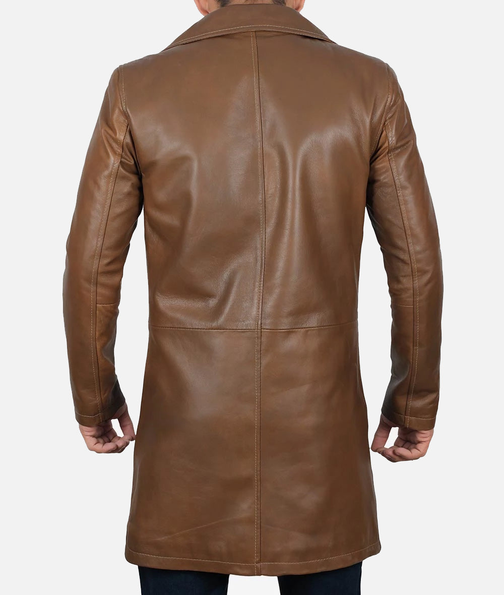 Mens Real Lambskin Leather Brown Coat