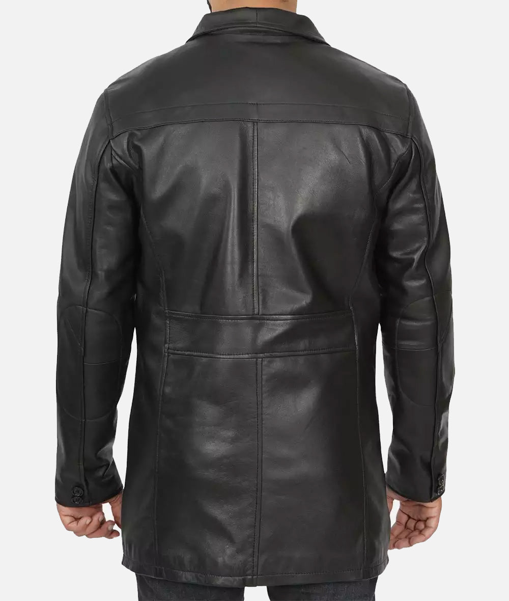 Obsidian Drive Black Leather Coat