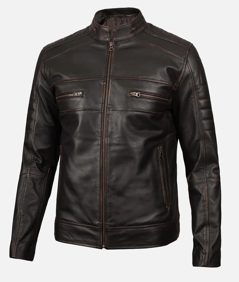 Mens Real Leather Ruboff Brown Leather Jacket