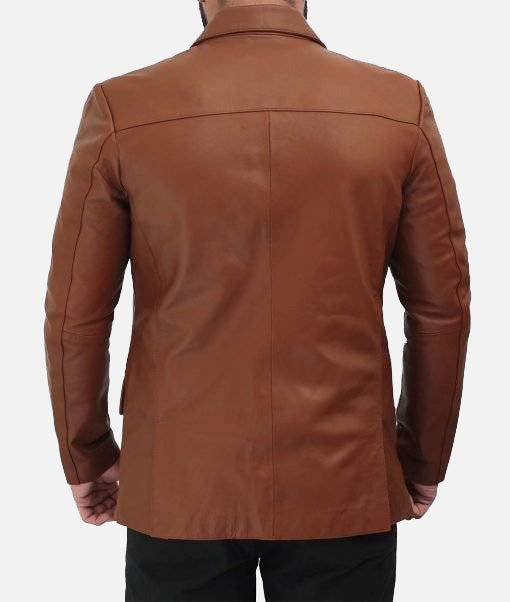Glendale Men’s Cognac Leather Blazer | Two Button Blazer