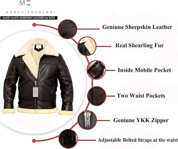 Arctic B3 Real Shearling Bomber Jacket Brown