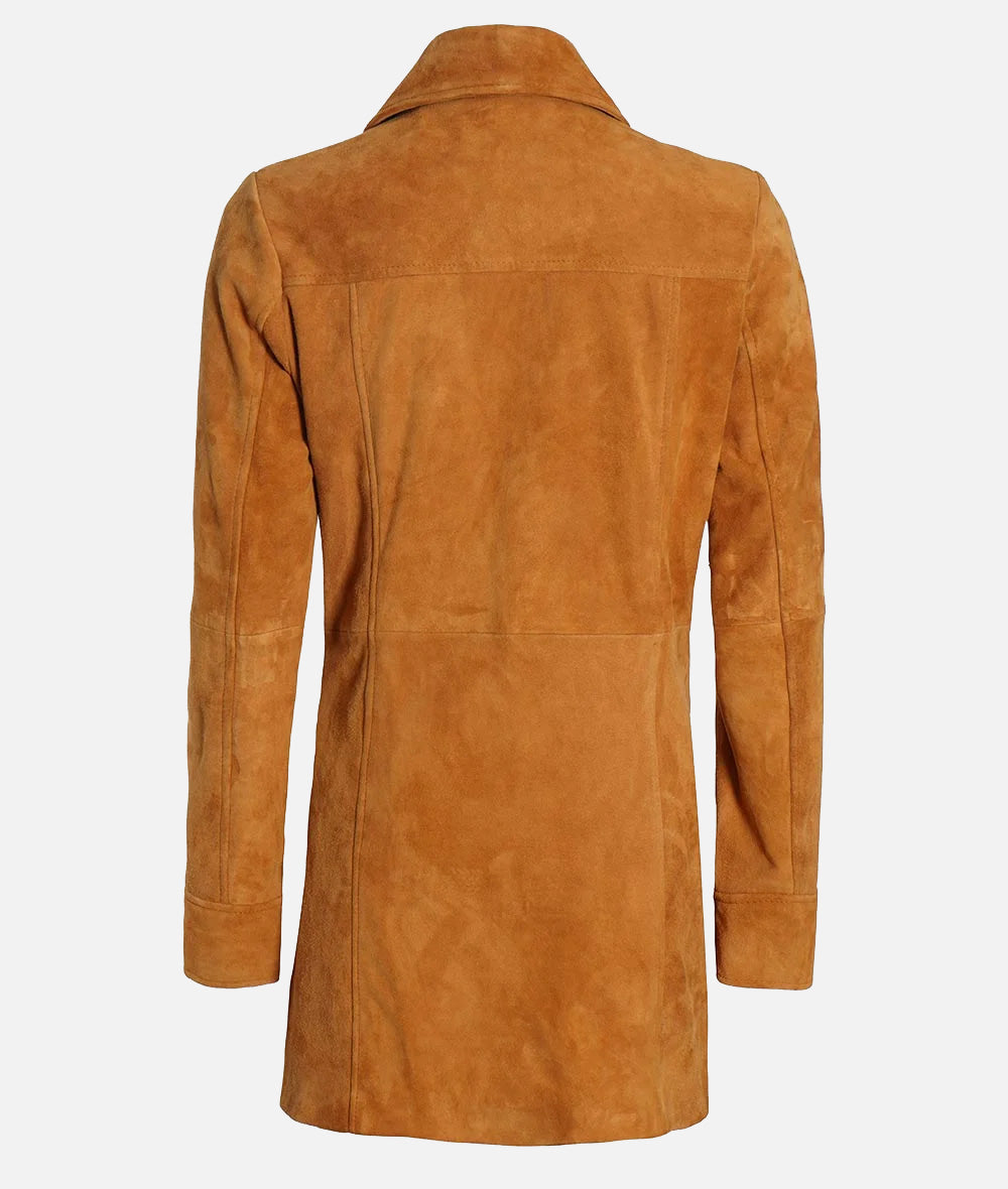 Kandis Women’s Light Brown Suede Coat | 3/4 Length Coat [Limited Edition]