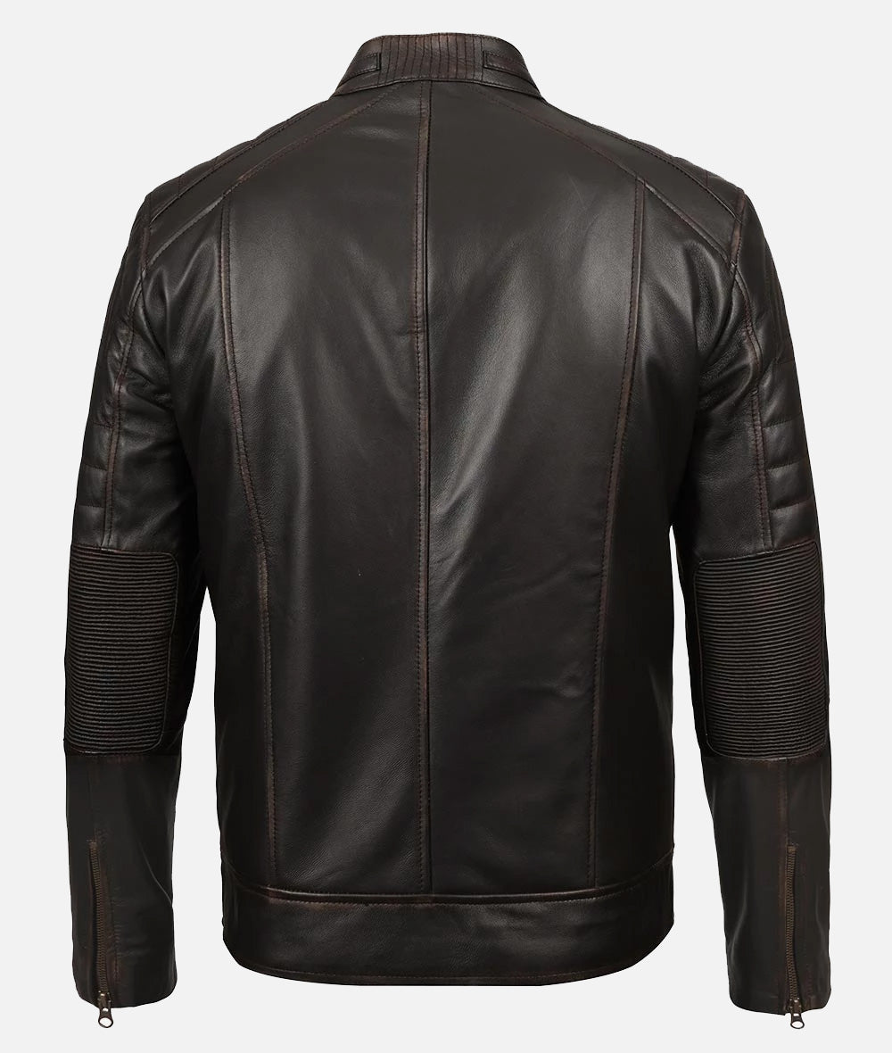 Mens Real Leather Ruboff Brown Leather Jacket