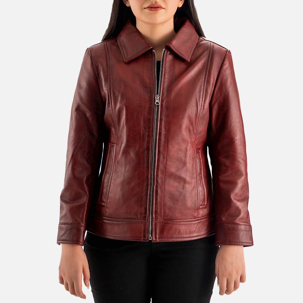 Taormina Maroon Leather Jacket