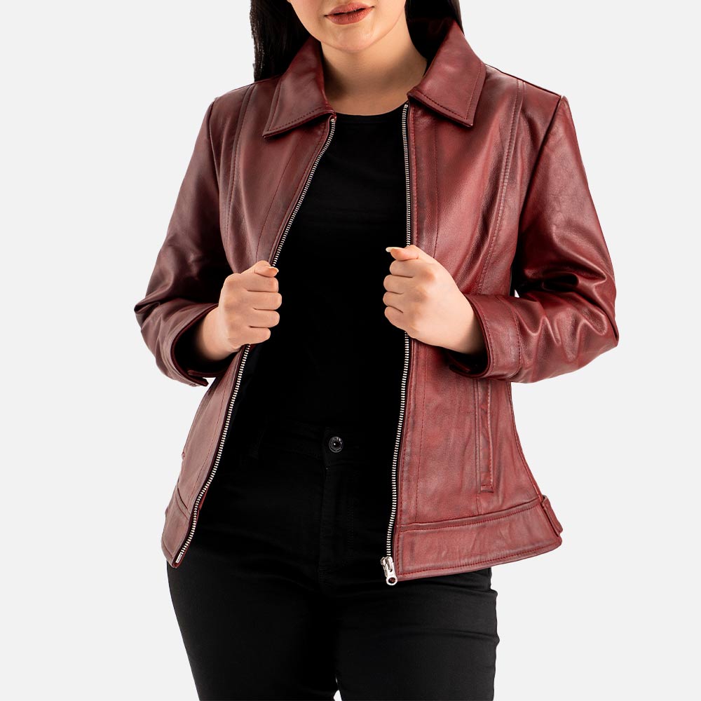 Taormina Maroon Leather Jacket