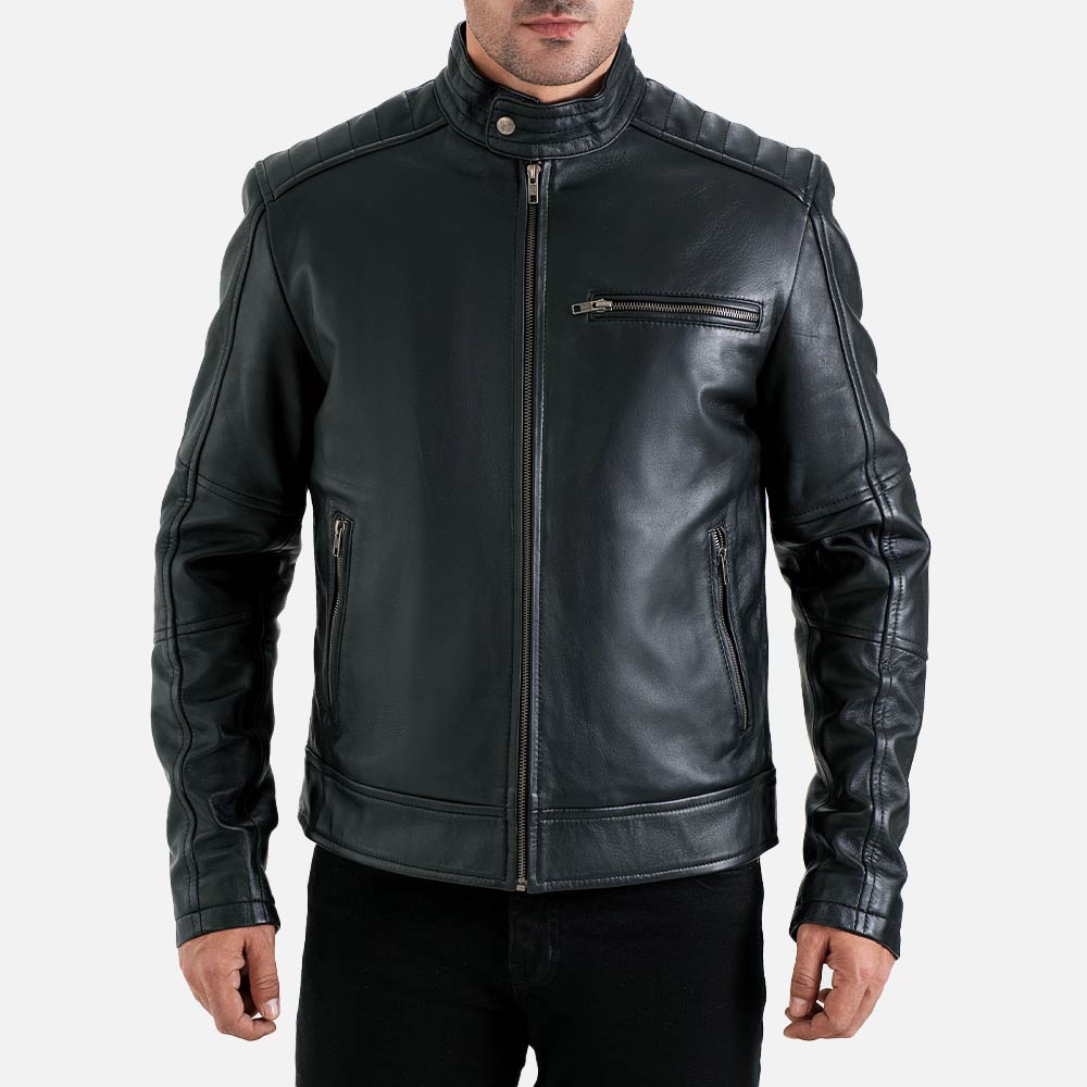 Puglia Black Leather Biker Jacket