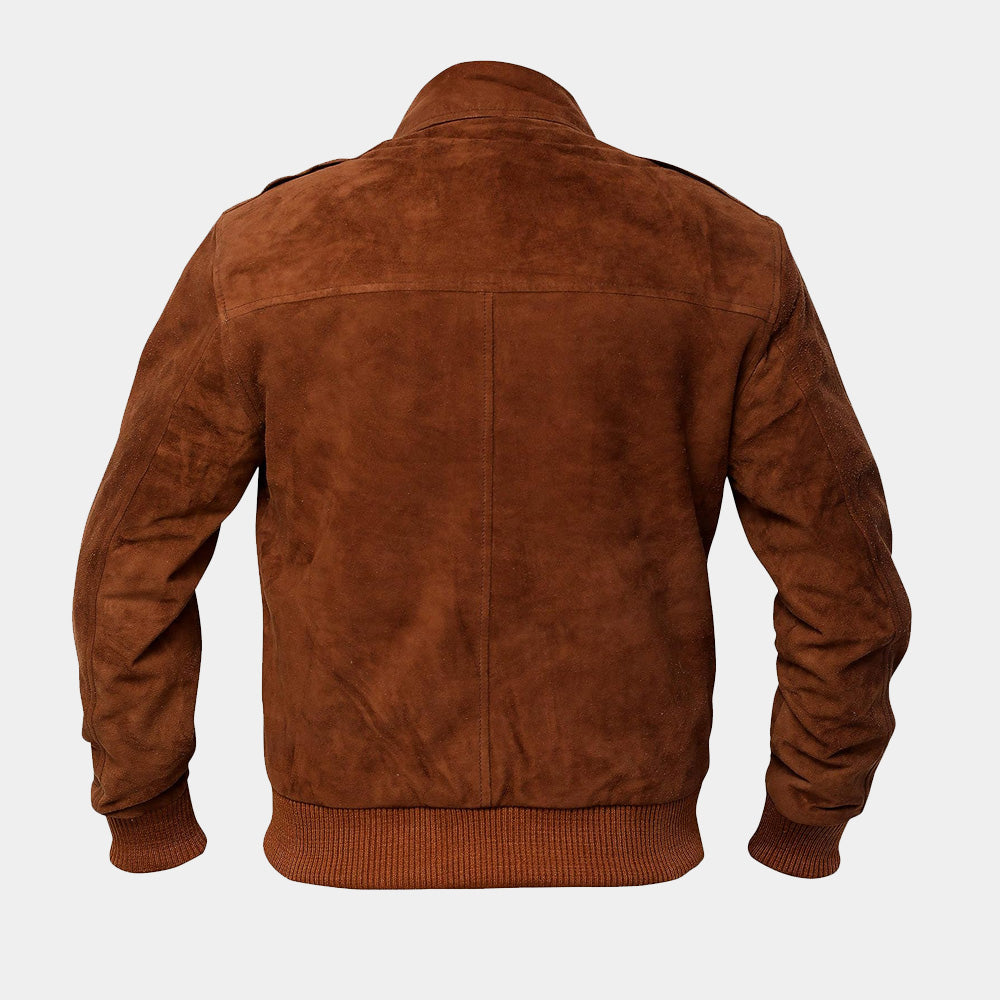 A2 Suede Brown Bomber Sheepskin Leather Aviator Flight Jacket