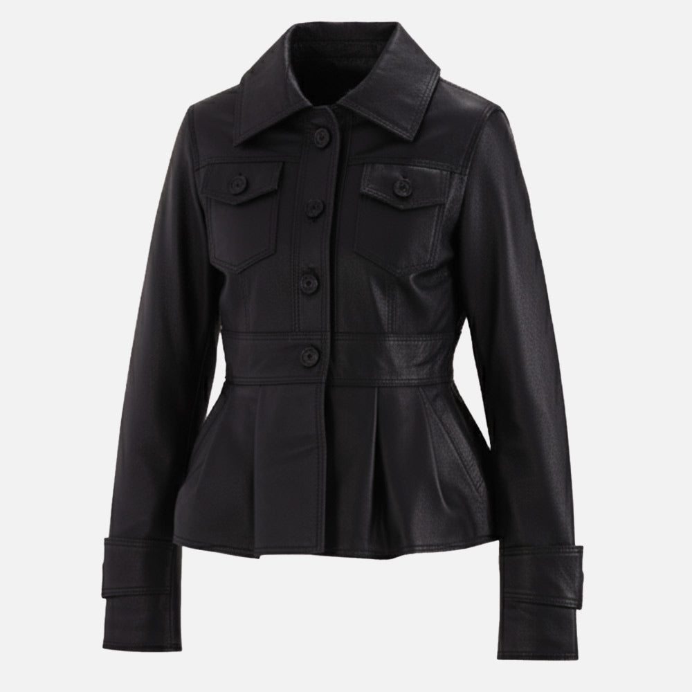 Alghero Black Leather Jacket Dummy front 