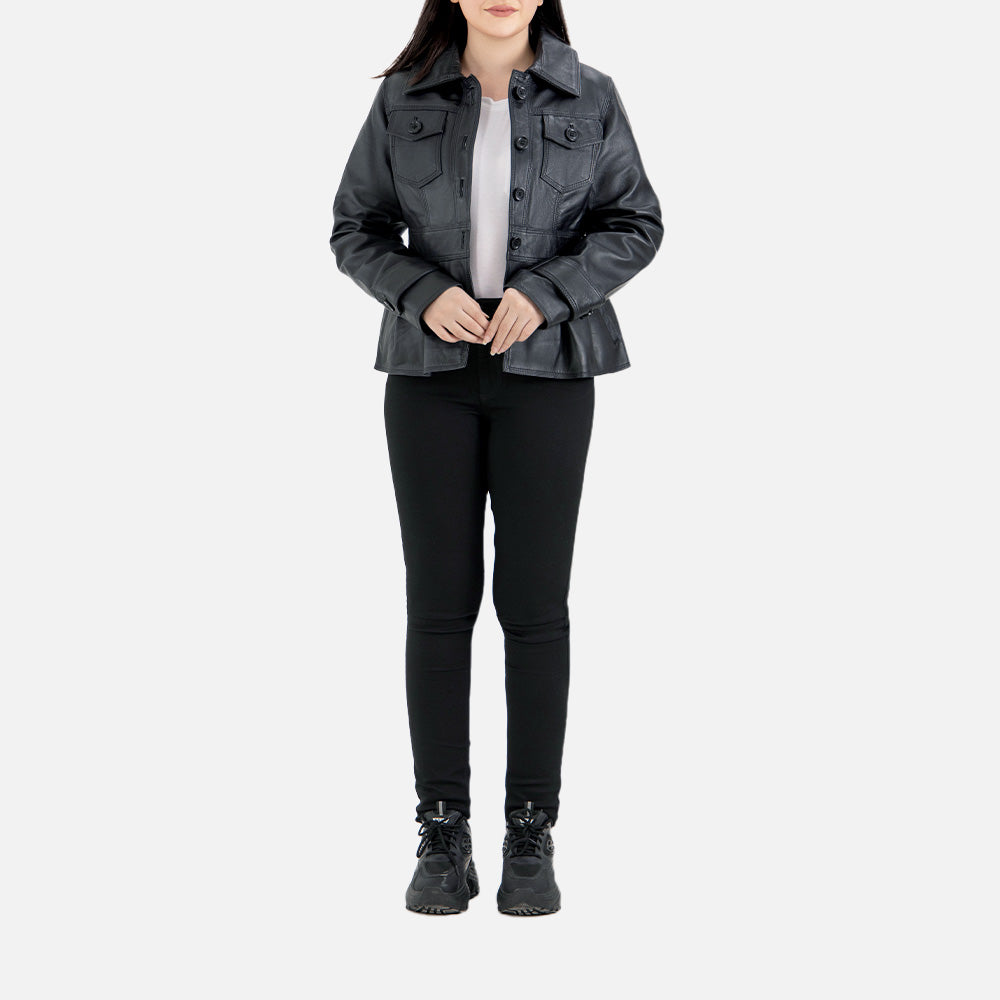 Alghero Black Leather Jacket full body