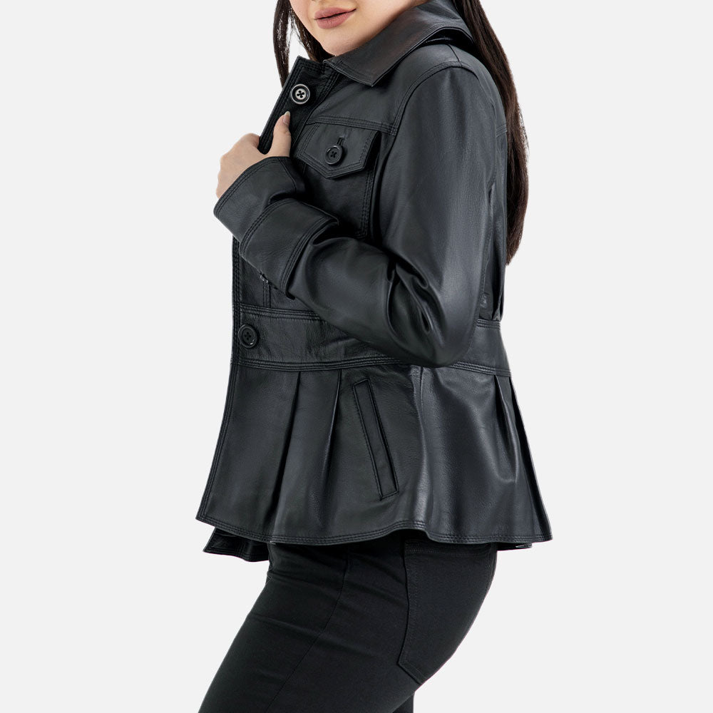Alghero Black Leather Jacket left