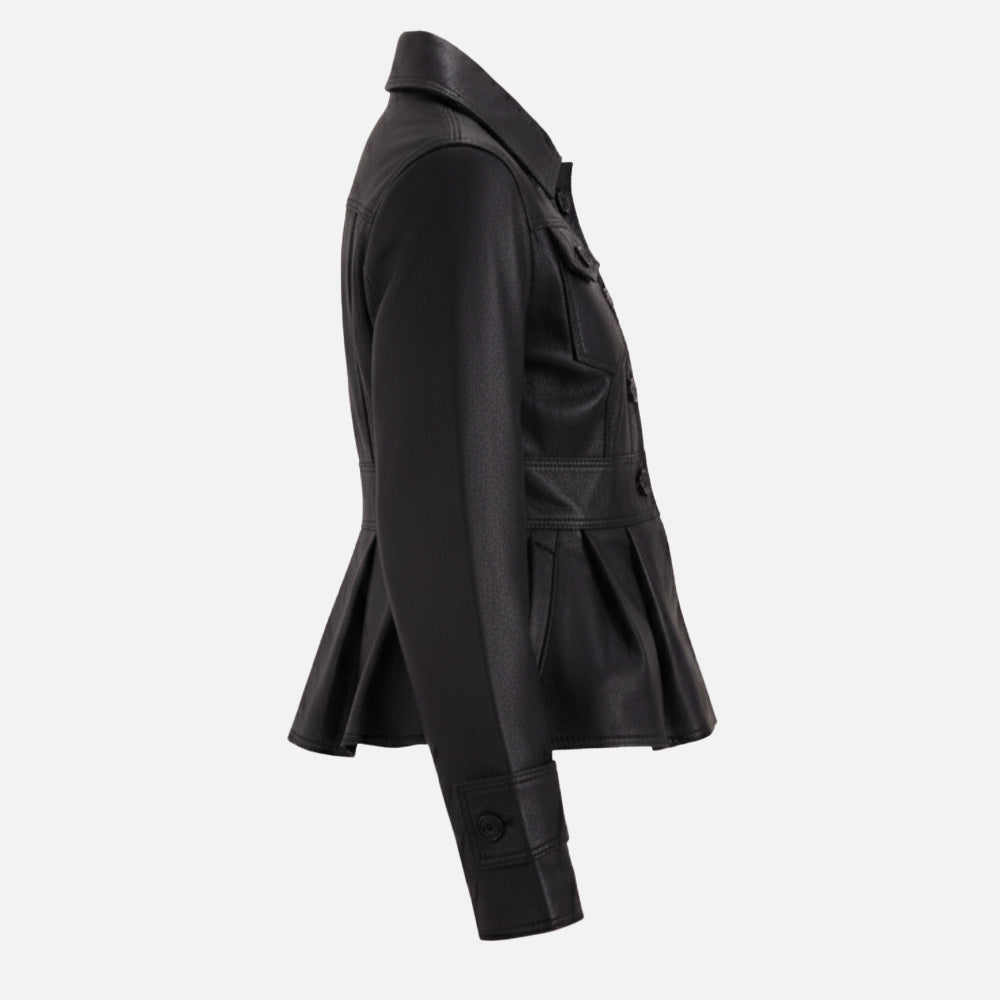 Alghero Black Leather Jacket left hand