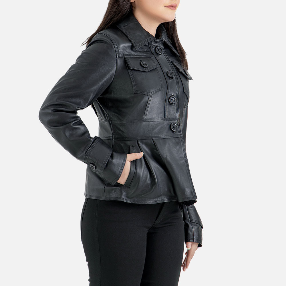 Alghero Black Leather Jacket right