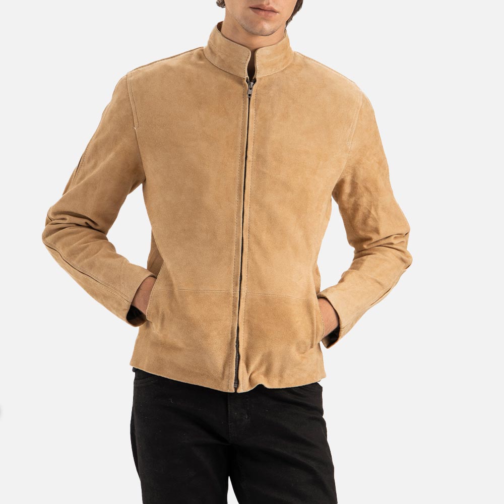 Alpi Suede Biker Jacket bonth hand in pocket