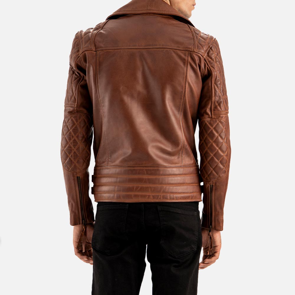 Bari Brown Biker Leather Jacket back