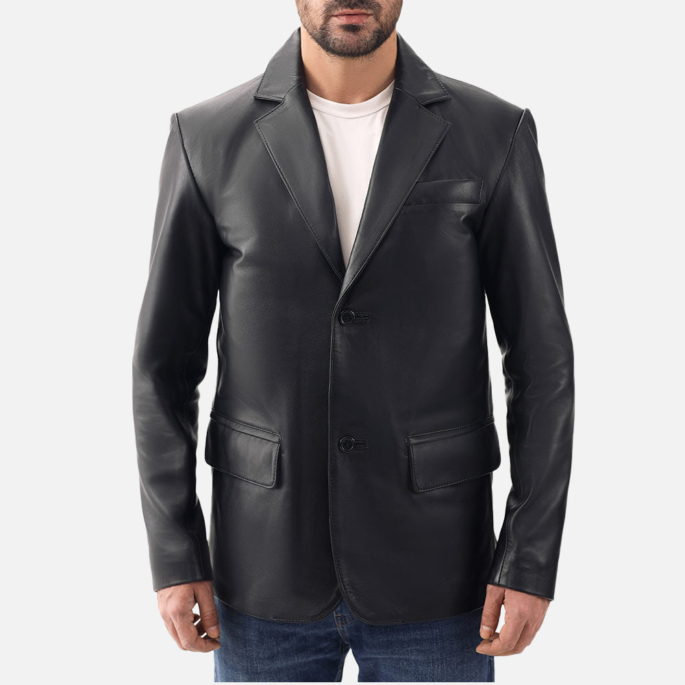 Bolzano Black Leather Coata Frontt