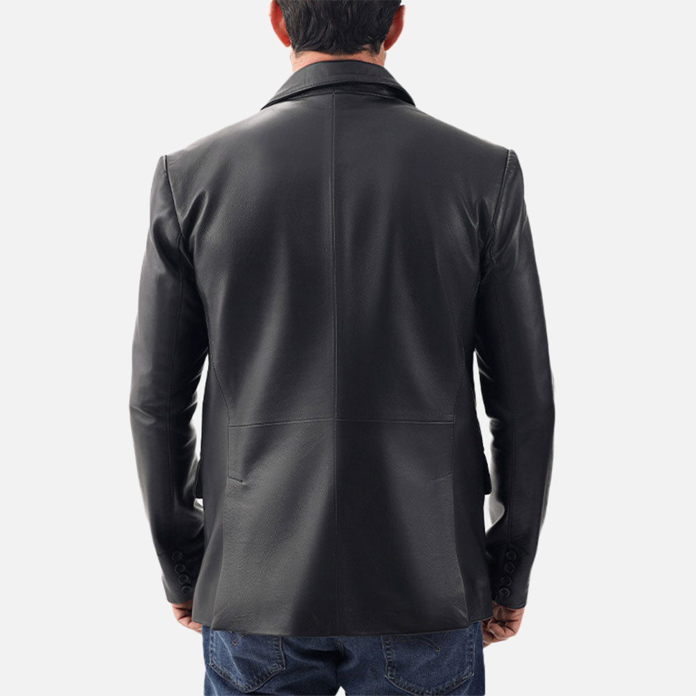 Bolzano Black Leather Coata back