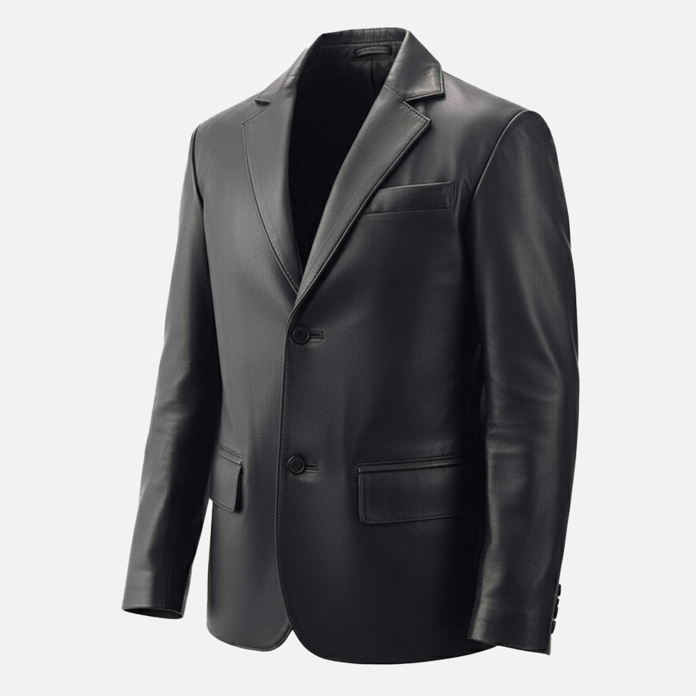 Bolzano Black Leather Coata front dummy